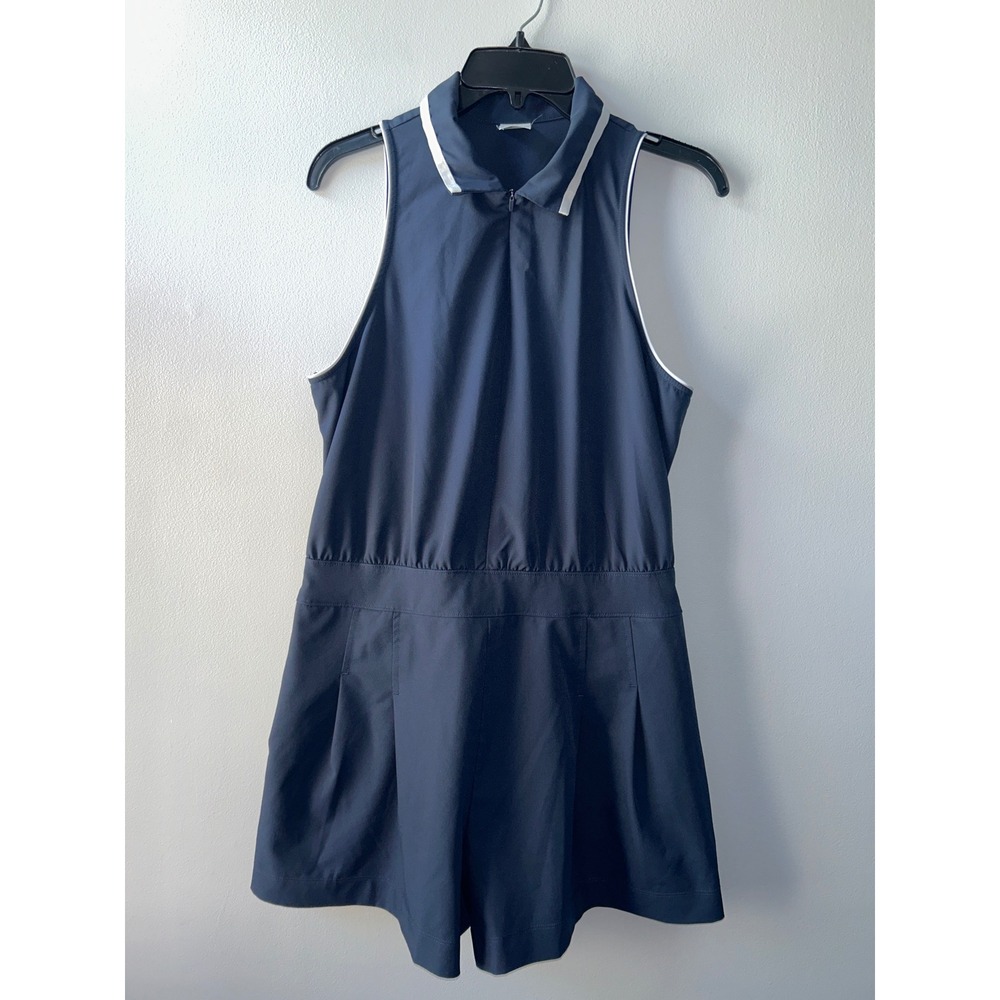 All in Motion Womens Navy Blue Sleeveless Quarter Zip Athletic Romper Size M